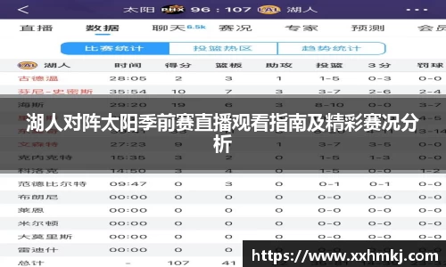 湖人对阵太阳季前赛直播观看指南及精彩赛况分析